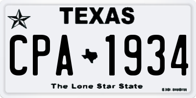 TX license plate CPA1934