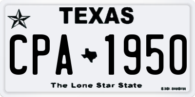 TX license plate CPA1950