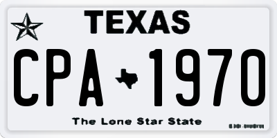 TX license plate CPA1970