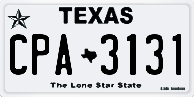 TX license plate CPA3131