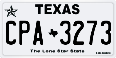 TX license plate CPA3273