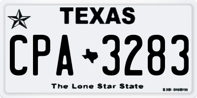TX license plate CPA3283