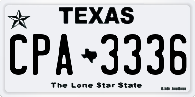 TX license plate CPA3336