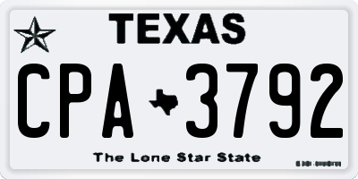 TX license plate CPA3792