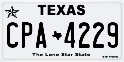 TX license plate CPA4229
