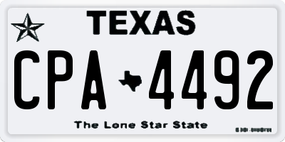 TX license plate CPA4492