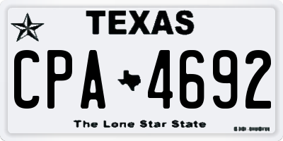 TX license plate CPA4692