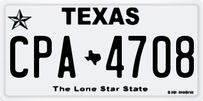 TX license plate CPA4708