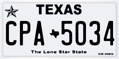 TX license plate CPA5034