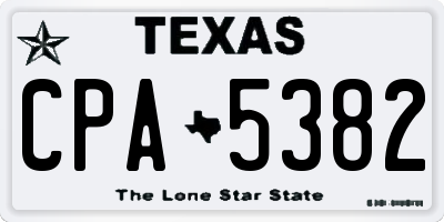 TX license plate CPA5382