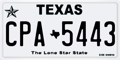 TX license plate CPA5443
