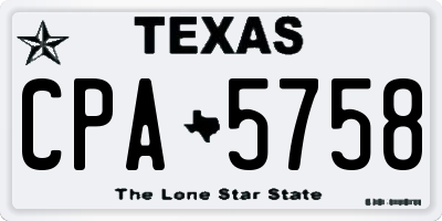 TX license plate CPA5758
