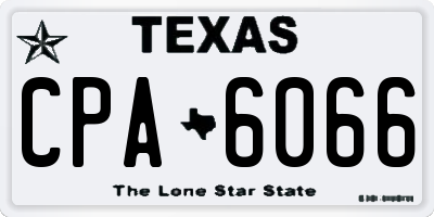 TX license plate CPA6066