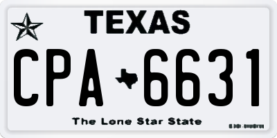 TX license plate CPA6631