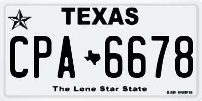 TX license plate CPA6678