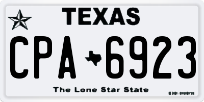 TX license plate CPA6923