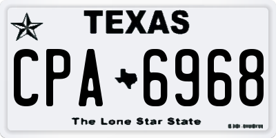 TX license plate CPA6968