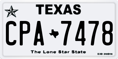TX license plate CPA7478