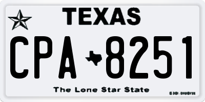 TX license plate CPA8251