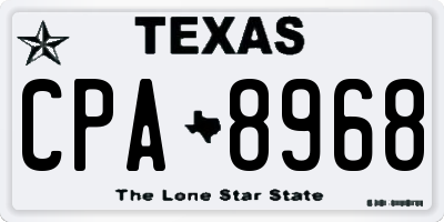 TX license plate CPA8968