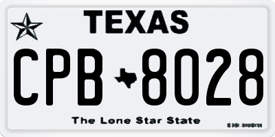 TX license plate CPB8028