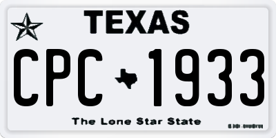TX license plate CPC1933