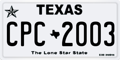 TX license plate CPC2003