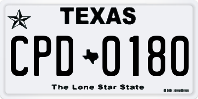 TX license plate CPD0180