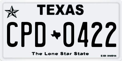TX license plate CPD0422