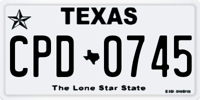 TX license plate CPD0745