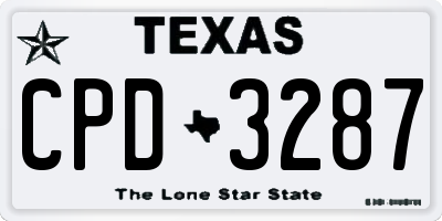TX license plate CPD3287