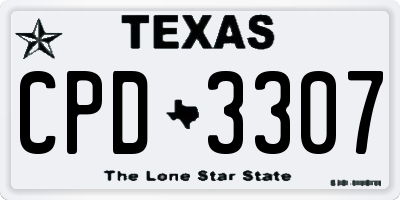TX license plate CPD3307