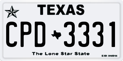 TX license plate CPD3331