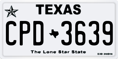 TX license plate CPD3639