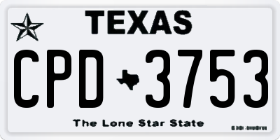 TX license plate CPD3753