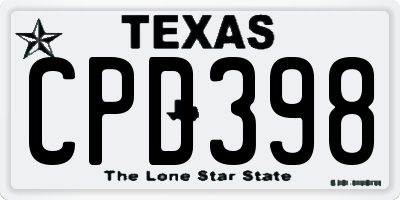 TX license plate CPD398