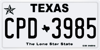 TX license plate CPD3985