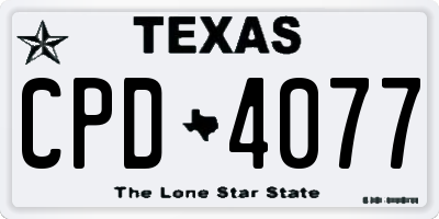 TX license plate CPD4077