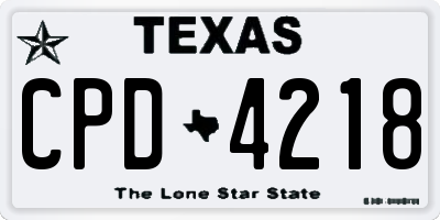 TX license plate CPD4218