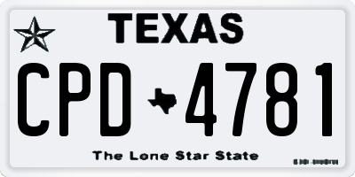 TX license plate CPD4781