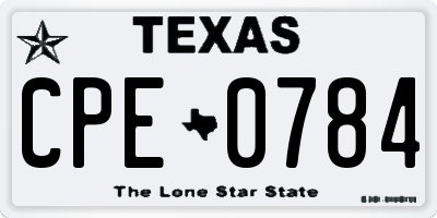 TX license plate CPE0784