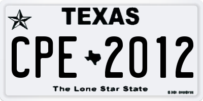 TX license plate CPE2012