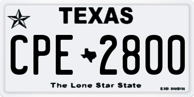 TX license plate CPE2800