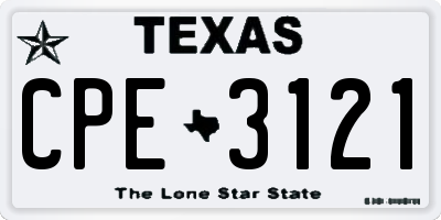 TX license plate CPE3121