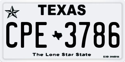 TX license plate CPE3786