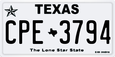TX license plate CPE3794