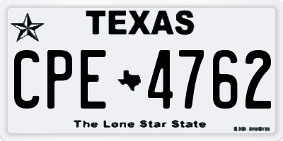 TX license plate CPE4762