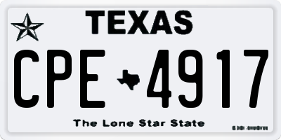 TX license plate CPE4917
