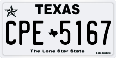 TX license plate CPE5167