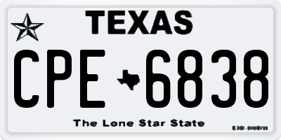 TX license plate CPE6838